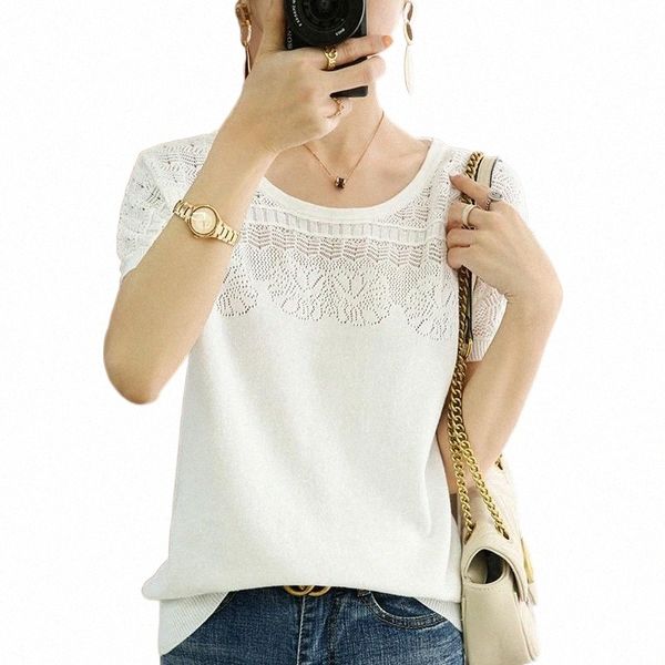 women's t-shirt women's t-shirt women 2022 pure cotton knitwear casual round neck sweater short-sleeved hollow ladies blouse plus, White 
women's t-shirt women's t-shirt women 2022 pure cotton knitwear casual round neck sweater short-sleeved hollow ladies blouse plus, White