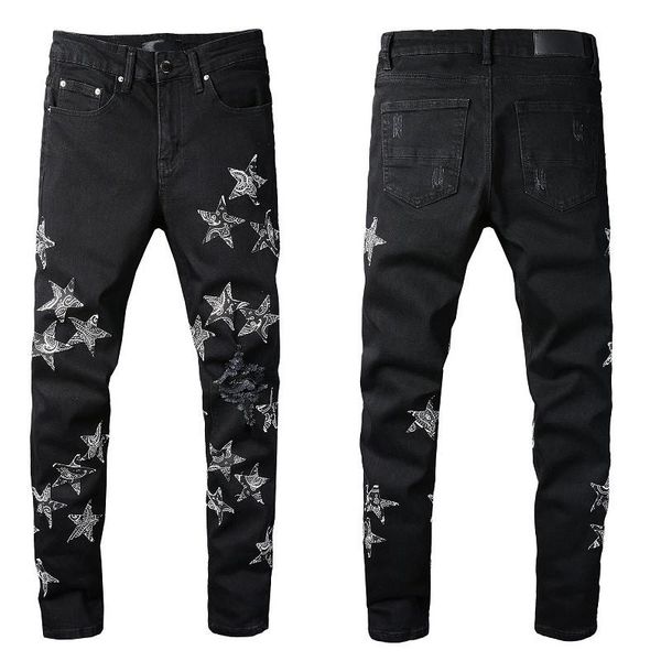 amiris mens jeans fashion pentagram patch black jeans slim pants casual trousers big size 29-40 dhh, Blue
amiris mens jeans fashion pentagram patch black jeans slim pants casual trousers big size 29-40 dhh, Blue