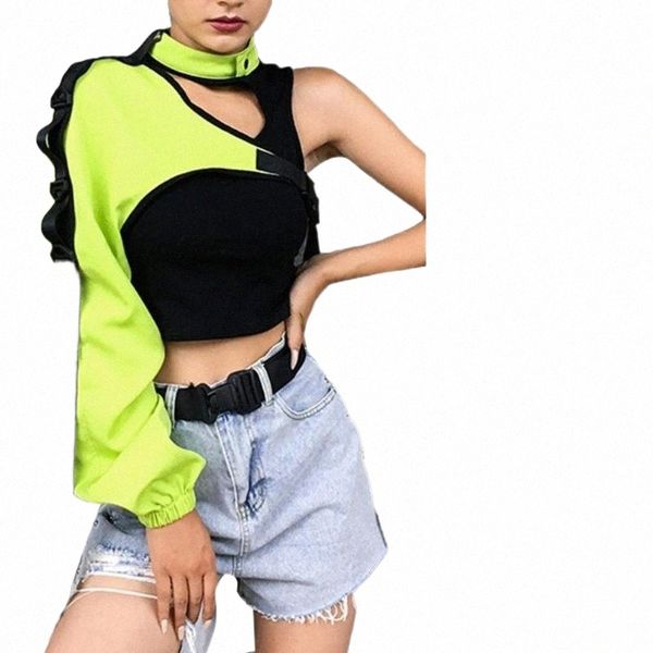 women's t-shirt women's t-shirt women chic choker one long sleeve strap buckle reflective halter smock blouse for running at night, White
women's t-shirt women's t-shirt women chic choker one long sleeve strap buckle reflective halter smock blouse for running at night, White