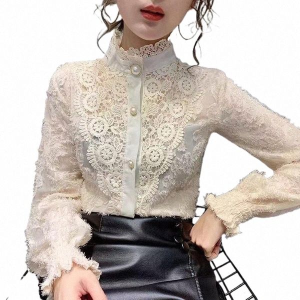 women's blouses & shirts stand collar lace hook flower blouse women 2021 autumn winter long sleeve single-breasted elegant shirt fashio, White
women's blouses & shirts stand collar lace hook flower blouse women 2021 autumn winter long sleeve single-breasted elegant shirt fashio, White