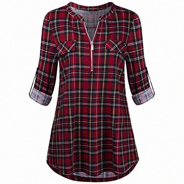 women's blouses & shirts women's blouses & shirts plaid printed blouse women rolled sleeve zipped v-neck shirt tunic chemisier fe, White
women's blouses & shirts women's blouses & shirts plaid printed blouse women rolled sleeve zipped v-neck shirt tunic chemisier fe, White