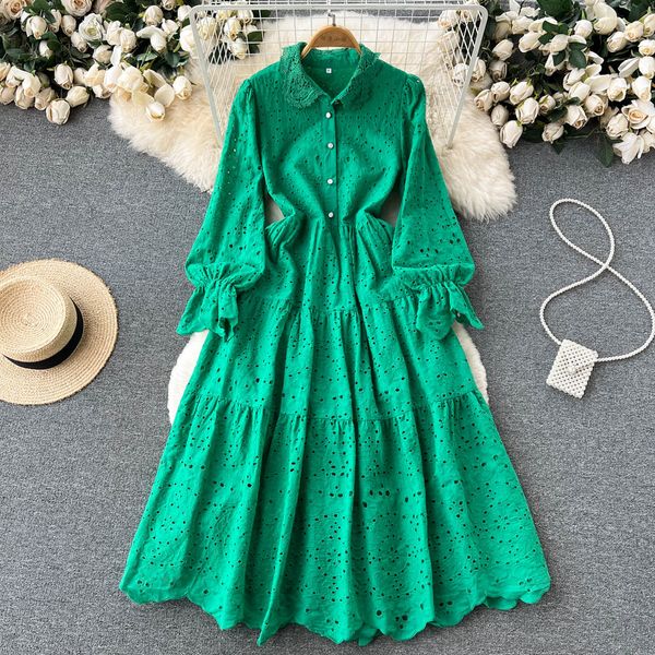 green new casual dresses summer solid slim full lady dress a line tuendown collar button chiffon single breated women dresses 2023, Black;gray
green new casual dresses summer solid slim full lady dress a line tuendown collar button chiffon single breated women dresses 2023, Black;gray