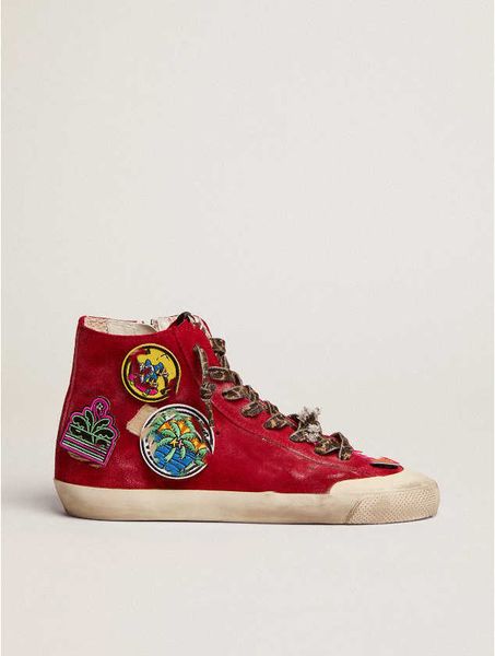 dirty shoes penstar sneakers high small red suede with multicolored patches silver laminated leather star
dirty shoes penstar sneakers high small red suede with multicolored patches silver laminated leather star
