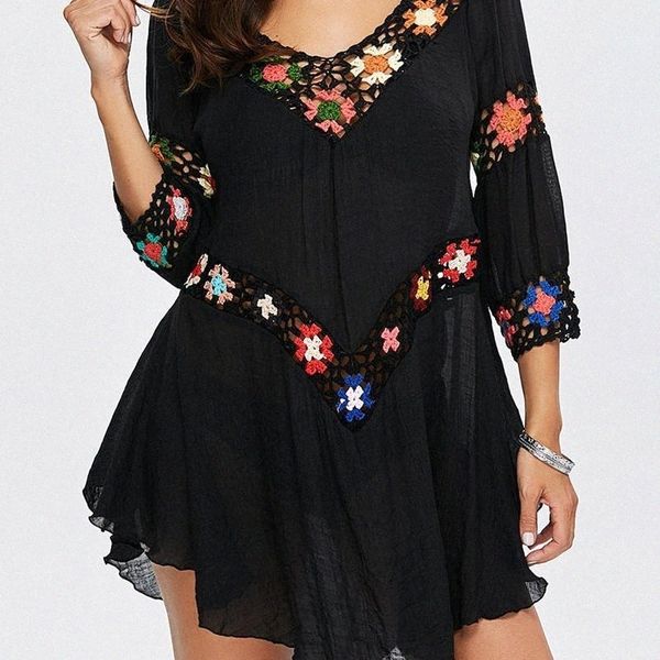 women's swimwear beach cover beachwear dress tunic women's kaftan hollow flower loose acrylic floral saida de praia bikini up swim, White;black
women's swimwear beach cover beachwear dress tunic women's kaftan hollow flower loose acrylic floral saida de praia bikini up swim, White;black