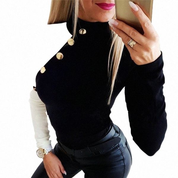 women's blouses & shirts women blouse 2021 autumn winter turtleneck button patchwork ladies shirt casual womens blouses and office shi, White
women's blouses & shirts women blouse 2021 autumn winter turtleneck button patchwork ladies shirt casual womens blouses and office shi, White
