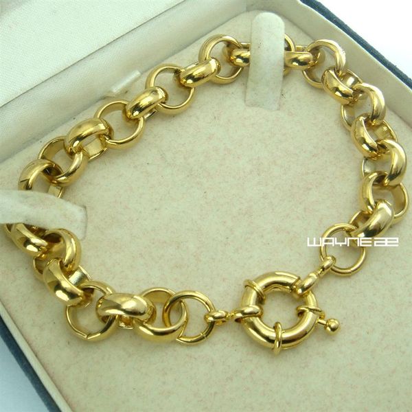 18k gold filled belcher bolt ring link mens womens solid bracelet jewllery b164253x, Black
18k gold filled belcher bolt ring link mens womens solid bracelet jewllery b164253x, Black