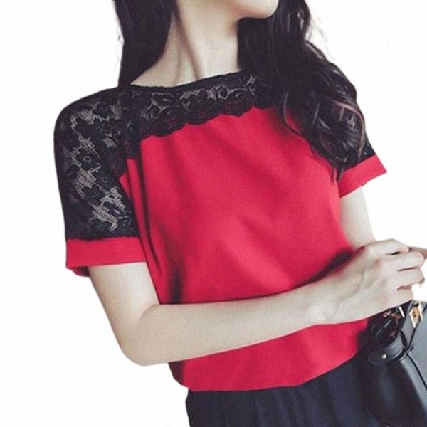 women's blouses & shirts korean fashion chiffon women blouses lace short sleeve pink shirts plus size womens casual blusas femininas e, White
women's blouses & shirts korean fashion chiffon women blouses lace short sleeve pink shirts plus size womens casual blusas femininas e, White