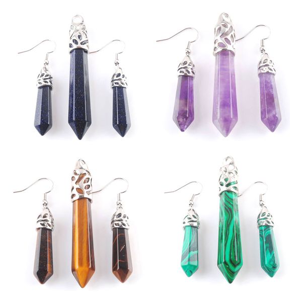female natural earrings jewelry set charm crystal wedding stone for women luxury bridal hexagonal pillar pendant bq307, Silver
female natural earrings jewelry set charm crystal wedding stone for women luxury bridal hexagonal pillar pendant bq307, Silver