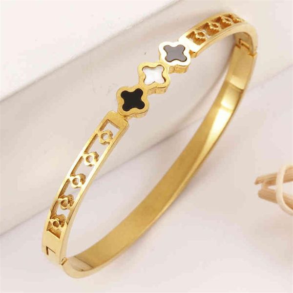 stainless steel open bracelet girls golden lucky grass diamond bracelet jewelry famous brand268v, White
stainless steel open bracelet girls golden lucky grass diamond bracelet jewelry famous brand268v, White