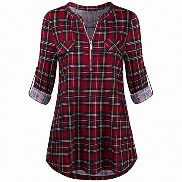 women's blouses & shirts women's blouses & shirts plaid printed blouse women rolled sleeve zipped v-neck shirt tunic chemisier fe, White
women's blouses & shirts women's blouses & shirts plaid printed blouse women rolled sleeve zipped v-neck shirt tunic chemisier fe, White