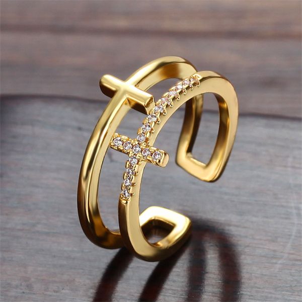 european and american fashion glossy open ring trend creative personality diamond double cross female ring ac41, Silver
european and american fashion glossy open ring trend creative personality diamond double cross female ring ac41, Silver