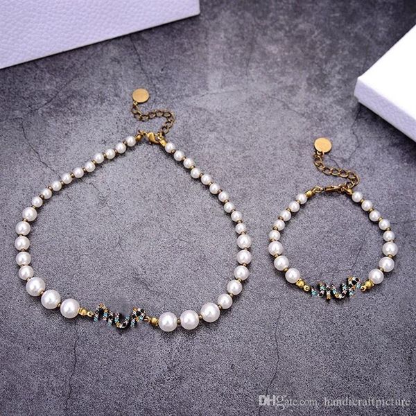 fashion jewelry sets women luxury designer bracelet necklaces pearl choker with diamond letter d stamps brass beads chain for party 287i, Silver
fashion jewelry sets women luxury designer bracelet necklaces pearl choker with diamond letter d stamps brass beads chain for party 287i, Silver