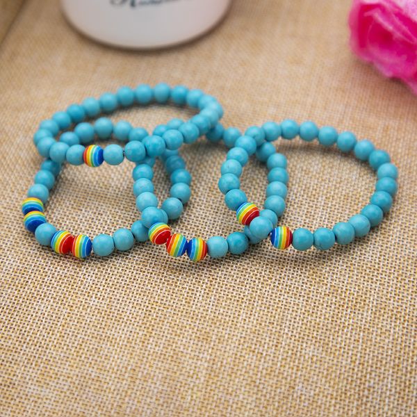 8mm turquoise rainbow beaded strands bracelet bangle for diy jewelry women and men present amulet accessories, Black
8mm turquoise rainbow beaded strands bracelet bangle for diy jewelry women and men present amulet accessories, Black