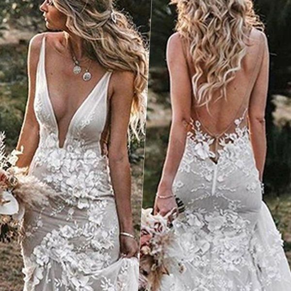gorgeous lace mermaid wedding dresses bridal gown 3d floral applique plunging v neck plus size sweep train custom made beach beach country v, White
gorgeous lace mermaid wedding dresses bridal gown 3d floral applique plunging v neck plus size sweep train custom made beach beach country v, White