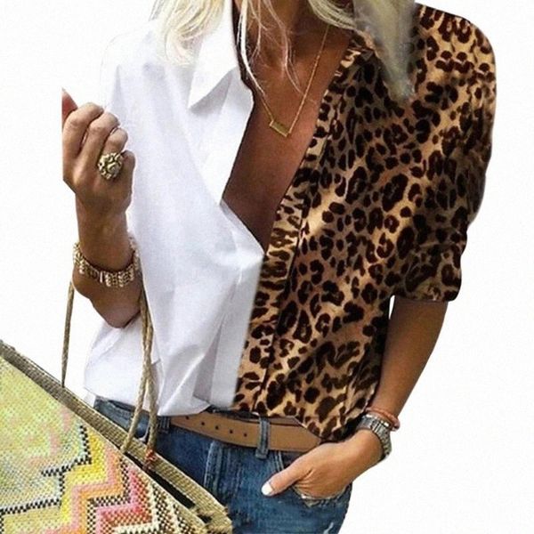 women's blouses & shirts women summer splice shirt v neck blouse leopard print contrast long sleeve casual loose ladies plus size wome, White
women's blouses & shirts women summer splice shirt v neck blouse leopard print contrast long sleeve casual loose ladies plus size wome, White