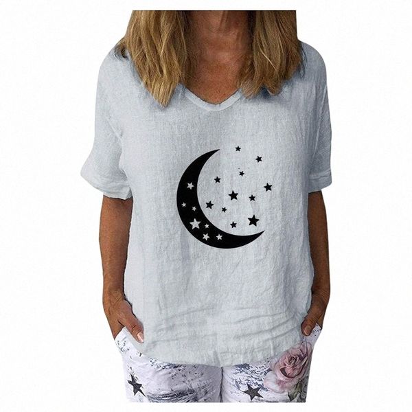 women's blouses & shirts women's blouses & shirts moon print large size blouse short sleeve cotton linen ladies casual loose v-nec, White
women's blouses & shirts women's blouses & shirts moon print large size blouse short sleeve cotton linen ladies casual loose v-nec, White