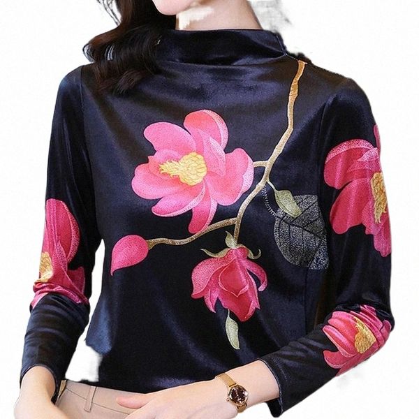 women's blouses & shirts blouse women blusas mujer de moda 2021 winter long sleeve turtleneck velour shirt print blusa e85 women', White
women's blouses & shirts blouse women blusas mujer de moda 2021 winter long sleeve turtleneck velour shirt print blusa e85 women', White