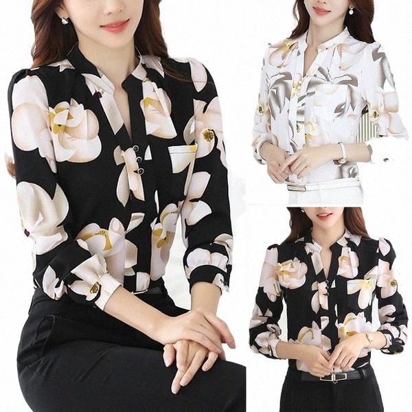 women's blouses & shirts women spring autumn long sleeve flower print elegant chiffon blouse office ladies plus size women's blous, White
women's blouses & shirts women spring autumn long sleeve flower print elegant chiffon blouse office ladies plus size women's blous, White