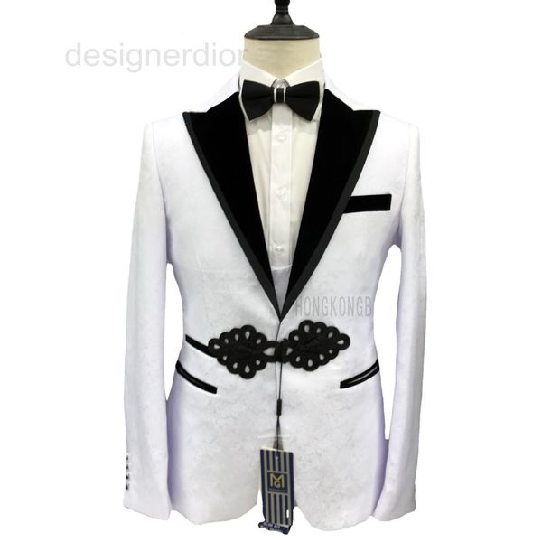 men's suits & blazers designer groom's suit male slim fit korean wedding dress business casual british style chinese knot 1pne, White;black
men's suits & blazers designer groom's suit male slim fit korean wedding dress business casual british style chinese knot 1pne, White;black