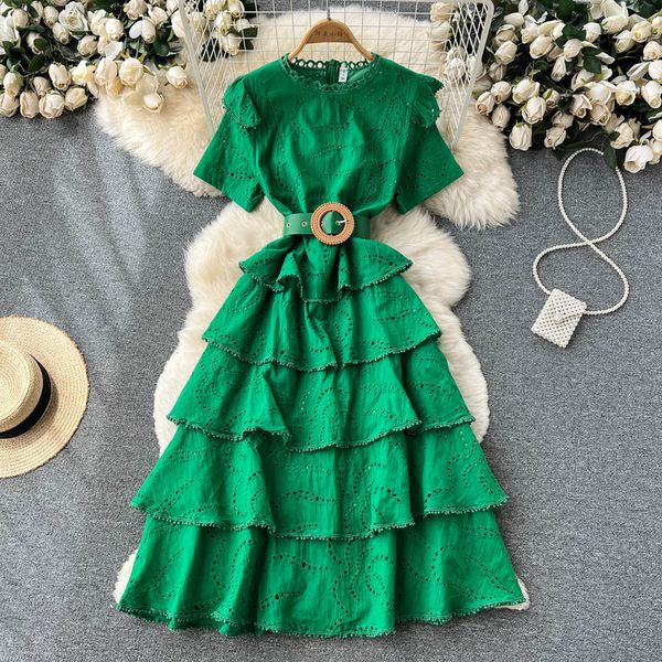 korean trendy all-match dress o neck hollow out short sleeve robe lace up slim waist patchwork layering vestidos 2023, Black;gray
korean trendy all-match dress o neck hollow out short sleeve robe lace up slim waist patchwork layering vestidos 2023, Black;gray