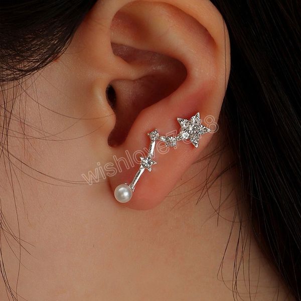 vintage diamond zircon pentagram imitation pearl ear cuff women's creative pierced earring for girls fashion jewelry, Silver
vintage diamond zircon pentagram imitation pearl ear cuff women's creative pierced earring for girls fashion jewelry, Silver