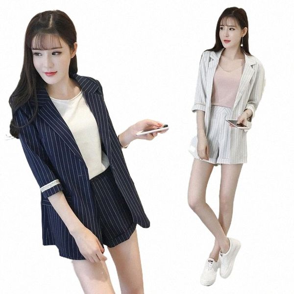 women's tracksuits office lady blue striped short pant suits 2 piece sets women fashion notched jacket blazer & high waist shorts work, Gray
women's tracksuits office lady blue striped short pant suits 2 piece sets women fashion notched jacket blazer & high waist shorts work, Gray