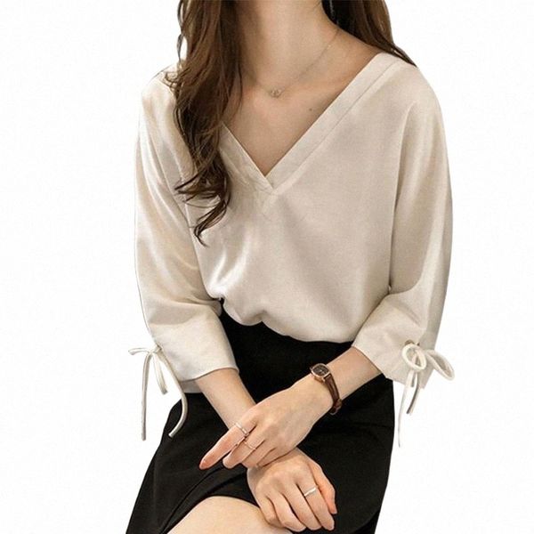 women's blouses & shirts women's blouses & shirts women pullover blouse v-neck lace up plus size solid chiffon cropped three quart, White
women's blouses & shirts women's blouses & shirts women pullover blouse v-neck lace up plus size solid chiffon cropped three quart, White