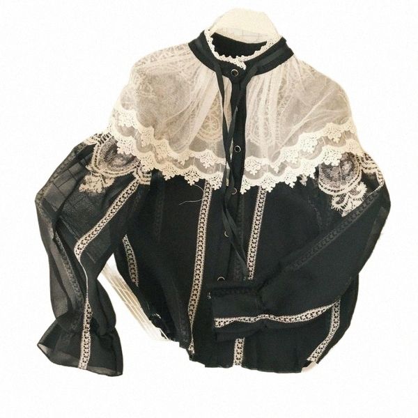 women's blouses & shirts lace-up collar long sleeve stitching blouse shirts female loose hook suit spring ladies fashion chiffon lace w, White
women's blouses & shirts lace-up collar long sleeve stitching blouse shirts female loose hook suit spring ladies fashion chiffon lace w, White