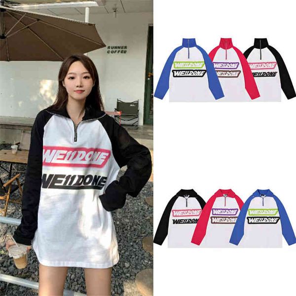 we11done early autumn bullet screen printing zipper lapel color blocking raglan sleeve sweater weldone long t-shirt trend, White;black
we11done early autumn bullet screen printing zipper lapel color blocking raglan sleeve sweater weldone long t-shirt trend, White;black