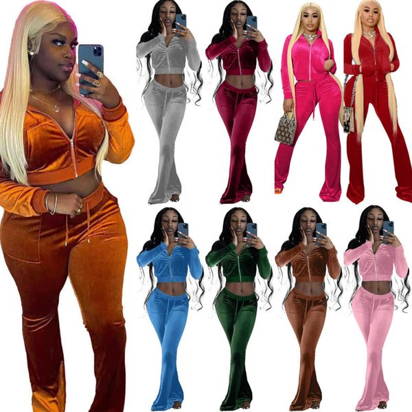 women velvet tracksuits designer velour 2 piece sets sportswear long sleeve sweatshirt jackets and flared pants outfits xs-xxl, Gray
women velvet tracksuits designer velour 2 piece sets sportswear long sleeve sweatshirt jackets and flared pants outfits xs-xxl, Gray