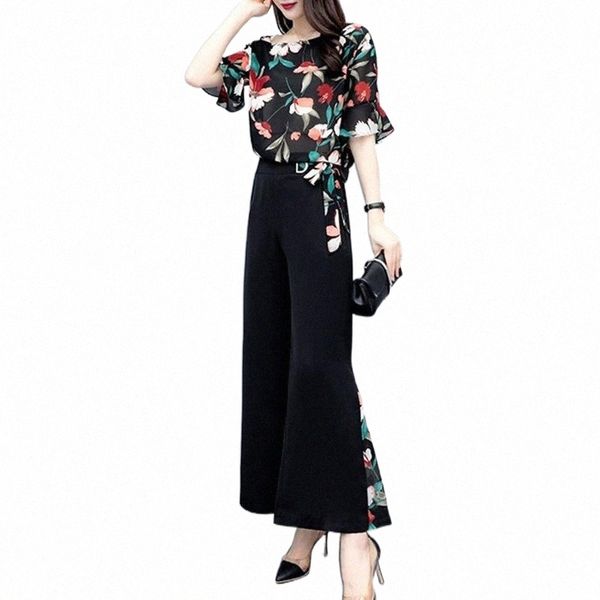 women's tracksuits summer chiffon floral print two piece sets women blouses and wide leg pants suits elegant fashion office ladies outf, Gray
women's tracksuits summer chiffon floral print two piece sets women blouses and wide leg pants suits elegant fashion office ladies outf, Gray