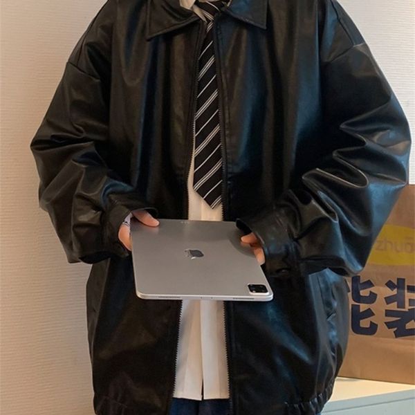 men's leather faux gmiixder handsome pu jacket trend high street autumn and winter loose all-match teen solid lapel coat men 220912, Black
men's leather faux gmiixder handsome pu jacket trend high street autumn and winter loose all-match teen solid lapel coat men 220912, Black