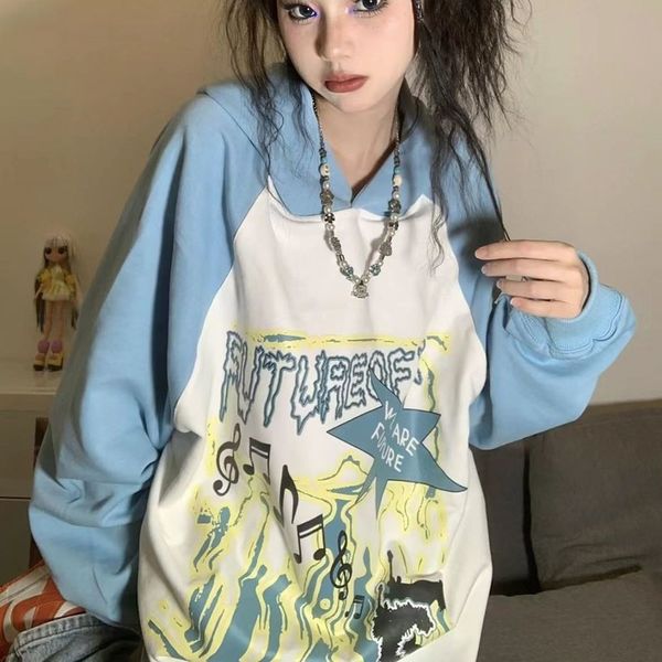 women s hoodies sweatshirts graffiti print sweatshirt women ins loose trend hit color raglan sleeve stitching hoodie retro college style nic, Black
women s hoodies sweatshirts graffiti print sweatshirt women ins loose trend hit color raglan sleeve stitching hoodie retro college style nic, Black
