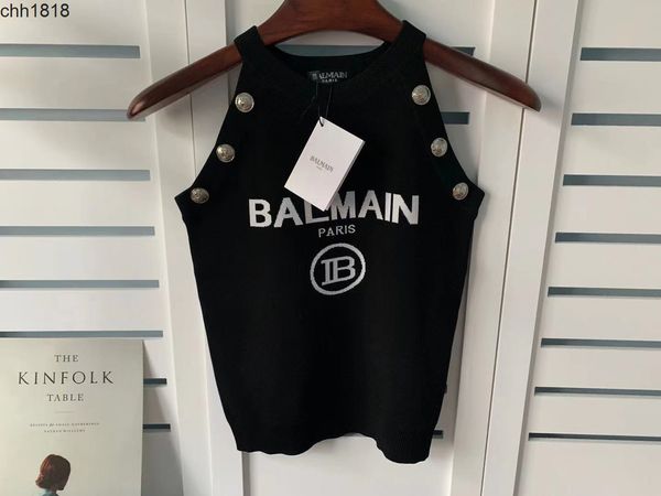 22ss barmas spring and summer new product bal jacquard letter slim fitting vest suspender women's t-shirt ins, White
22ss barmas spring and summer new product bal jacquard letter slim fitting vest suspender women's t-shirt ins, White