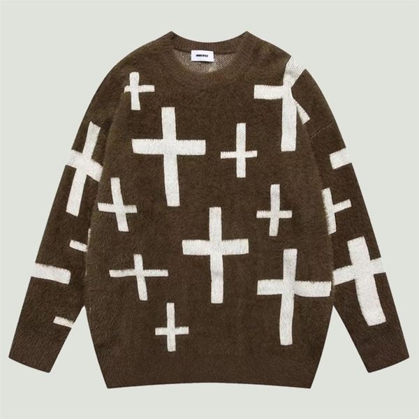 men's sweaters harajuku knitted mohair jumper sweaters mens hipster vintage splicing streetwear hip hop oversized casual loose pullover, White;black
men's sweaters harajuku knitted mohair jumper sweaters mens hipster vintage splicing streetwear hip hop oversized casual loose pullover, White;black