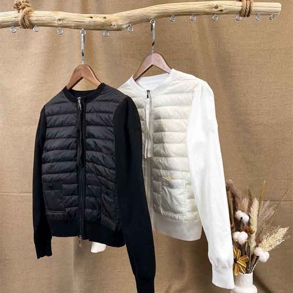 womens down parkas designer autumn winter white duck down knitted sleeve patchwork coat women oneck short down jacket s964 220912, Black
womens down parkas designer autumn winter white duck down knitted sleeve patchwork coat women oneck short down jacket s964 220912, Black