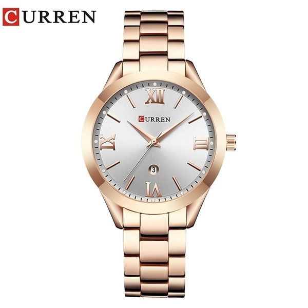 

wristwatches curren simple fashion stainless steel analog quartz wrist watch calendar female dress watch women clock relogio feminino 220912, Slivery;brown