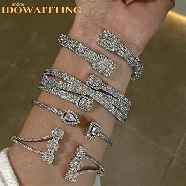 bangle iced out bling square cubic zirconia tear drop sparking geometric pear cz open adjust band cuff bracelet for women 220909, Black
bangle iced out bling square cubic zirconia tear drop sparking geometric pear cz open adjust band cuff bracelet for women 220909, Black