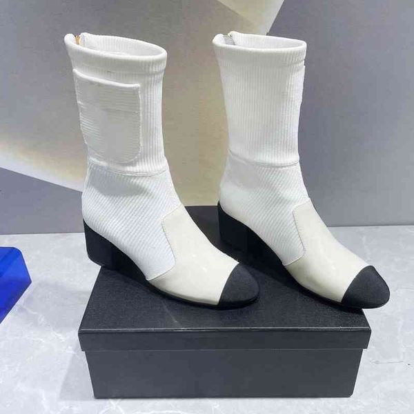 boots short boots women's early autumn high heels thick back zippers color matching elastic knitted temperament thin, Black
boots short boots women's early autumn high heels thick back zippers color matching elastic knitted temperament thin, Black