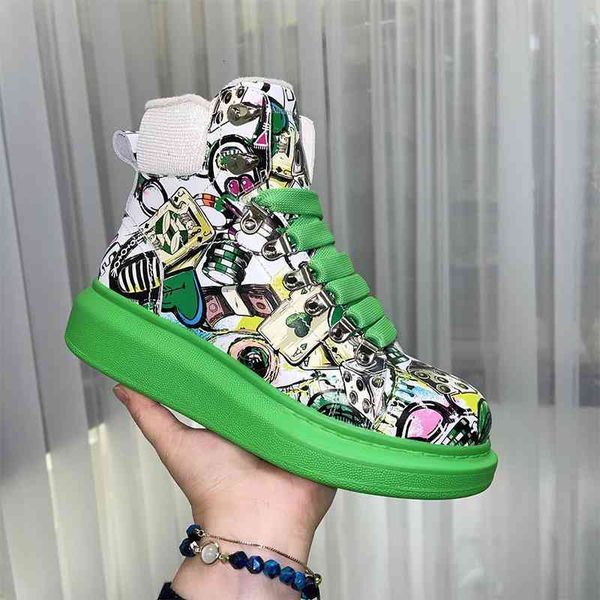 rainbow boots mckunda white shoes women's graffiti leather sponge cake thick bottom versatile couple gaobang leisure sports board 1dvd, Black
rainbow boots mckunda white shoes women's graffiti leather sponge cake thick bottom versatile couple gaobang leisure sports board 1dvd, Black