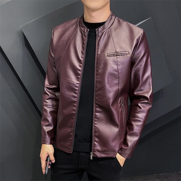 men's leather faux autumn men jackets stylish solid color slim fit pu jacket motorcycle clothing coats 220912, Black
men's leather faux autumn men jackets stylish solid color slim fit pu jacket motorcycle clothing coats 220912, Black