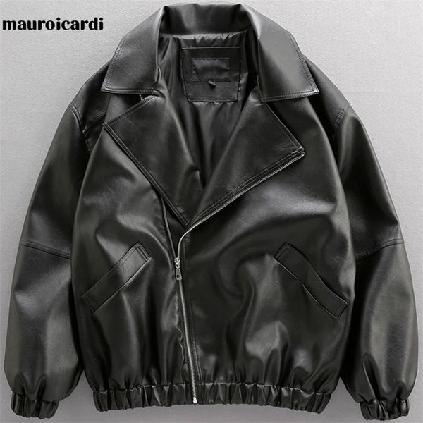 men's leather faux leather mauroicardi spring autumn oversized black waterproof soft pu leather jacket long sleeve zipper casual loose
men's leather faux leather mauroicardi spring autumn oversized black waterproof soft pu leather jacket long sleeve zipper casual loose