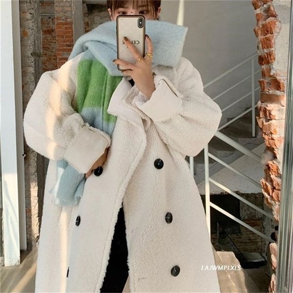 women's fur faux luck a winter women wool coats lady elegant double breasted warm shearling female korean lamb outwears 220909, Black
women's fur faux luck a winter women wool coats lady elegant double breasted warm shearling female korean lamb outwears 220909, Black