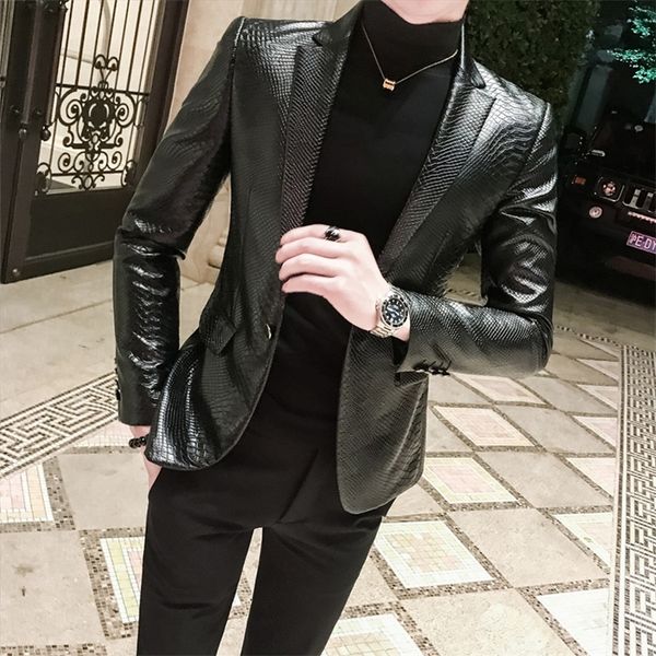 men's leather faux leather men's snakeskin tattoo pu faux leather jacket coat business casual snake skin style slim suit blazer ja, Black
men's leather faux leather men's snakeskin tattoo pu faux leather jacket coat business casual snake skin style slim suit blazer ja, Black