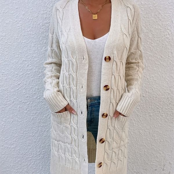 women's sweaters maycaur cardigan sweater autumn and winter long coat twisted rope solid color knitted women 220912, White;black
women's sweaters maycaur cardigan sweater autumn and winter long coat twisted rope solid color knitted women 220912, White;black