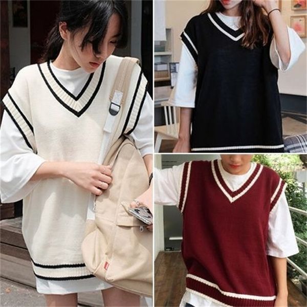 women's vests preppy sweater vest autumn women v neck sleeveless striped patchwork knitted korean oversize female pullovers waistcoats, Black;white
women's vests preppy sweater vest autumn women v neck sleeveless striped patchwork knitted korean oversize female pullovers waistcoats, Black;white