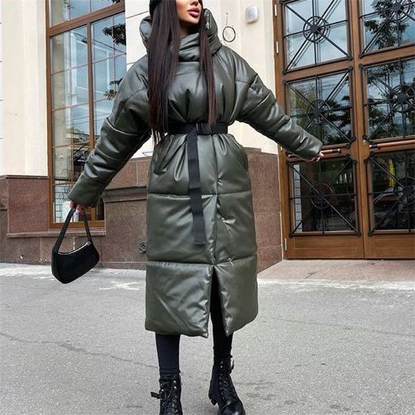 womens down parkas cp pu tie belt slim fashion winter hooded long coats elegant solid faux leather cotton jackets female ladies 220912, Black
womens down parkas cp pu tie belt slim fashion winter hooded long coats elegant solid faux leather cotton jackets female ladies 220912, Black