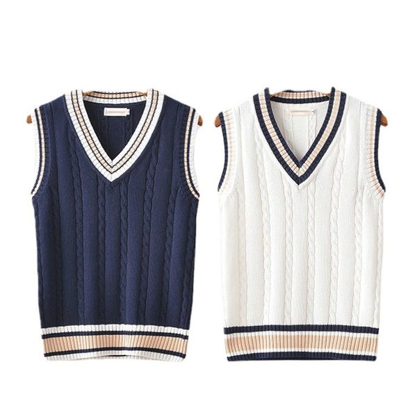 men s sweaters sweater vest men thicken v neck sleeveless knitted vests striped retro preppy style simple chic loose casual all match 220912, White;black
men s sweaters sweater vest men thicken v neck sleeveless knitted vests striped retro preppy style simple chic loose casual all match 220912, White;black