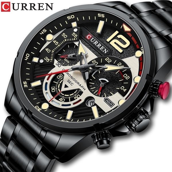 wristwatches curren fashion quartz watches men casual sport wristwatch with stainless steel chronograph dial clock with luminous 220912, Slivery;brown
wristwatches curren fashion quartz watches men casual sport wristwatch with stainless steel chronograph dial clock with luminous 220912, Slivery;brown