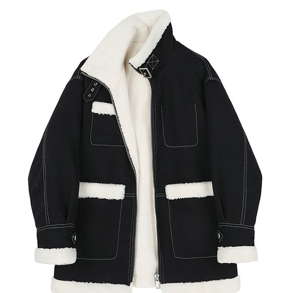 womens jackets standup collar stitching plush warm oversized jacket womens autumn winter simple neutral coat cargo long sleeve outerwear 220, Black;brown
womens jackets standup collar stitching plush warm oversized jacket womens autumn winter simple neutral coat cargo long sleeve outerwear 220, Black;brown